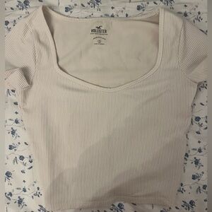 hollister ribbed square neck cropped tee